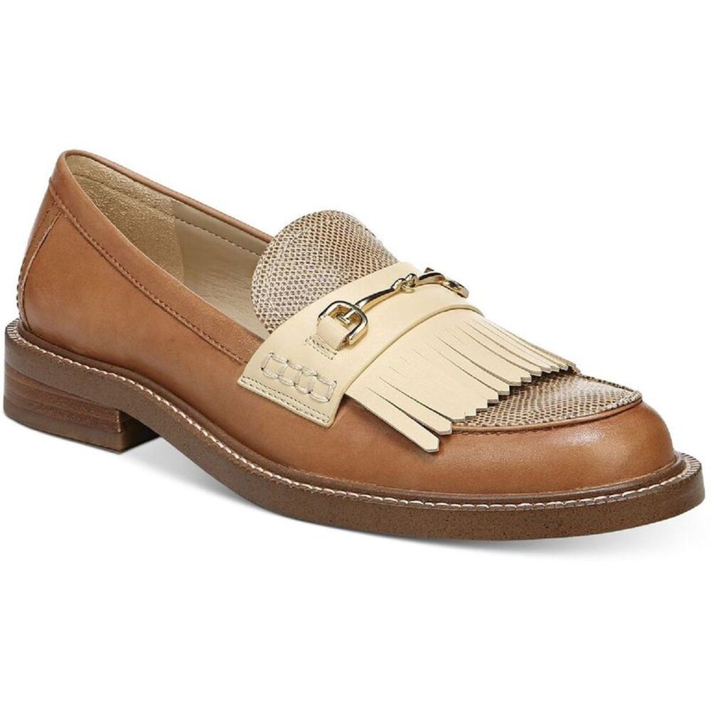 Sam Edelman Tan and Cream Leather Kiltie Loafer